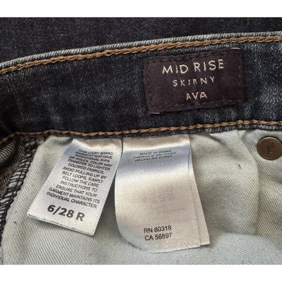 Lucky Brand Hayden Skinny Women’s Blue Jeans Sz 6/28 Regular Dark Wash Distress - Picture 4 of 7